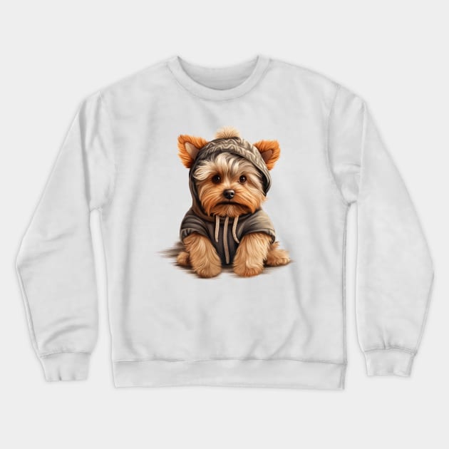 Winter Yorkshire Terrier Dog Crewneck Sweatshirt by Chromatic Fusion Studio